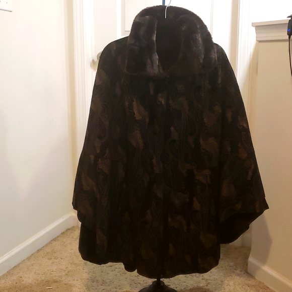 Rare Reversible Sheared Mink Fur Velvet Cape Style Jacket - Picture 6 of 8